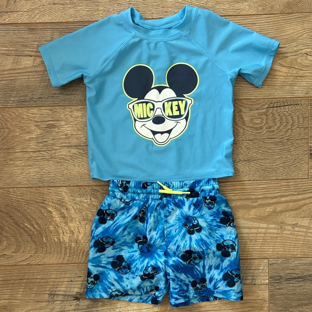 Mickey Mouse 2 pc Swim Rash Guard  & Trunks Disney  Jumping Beans Baby 18 Months